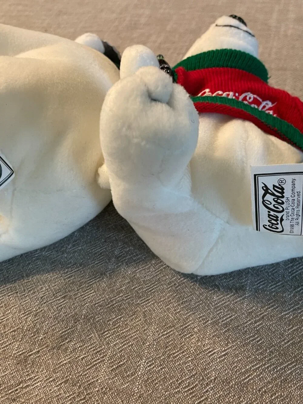 NWT! Vintage Coca-Cola Bear Plush Set of 2 One with Sweater White 1998!